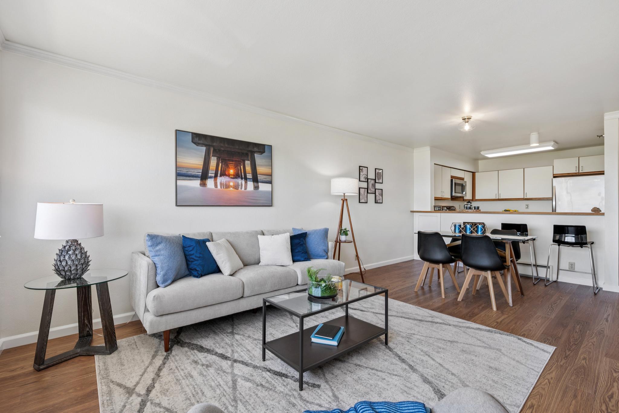 Open living and dining area at 1205 Melville Sq #304 in Richmond, California