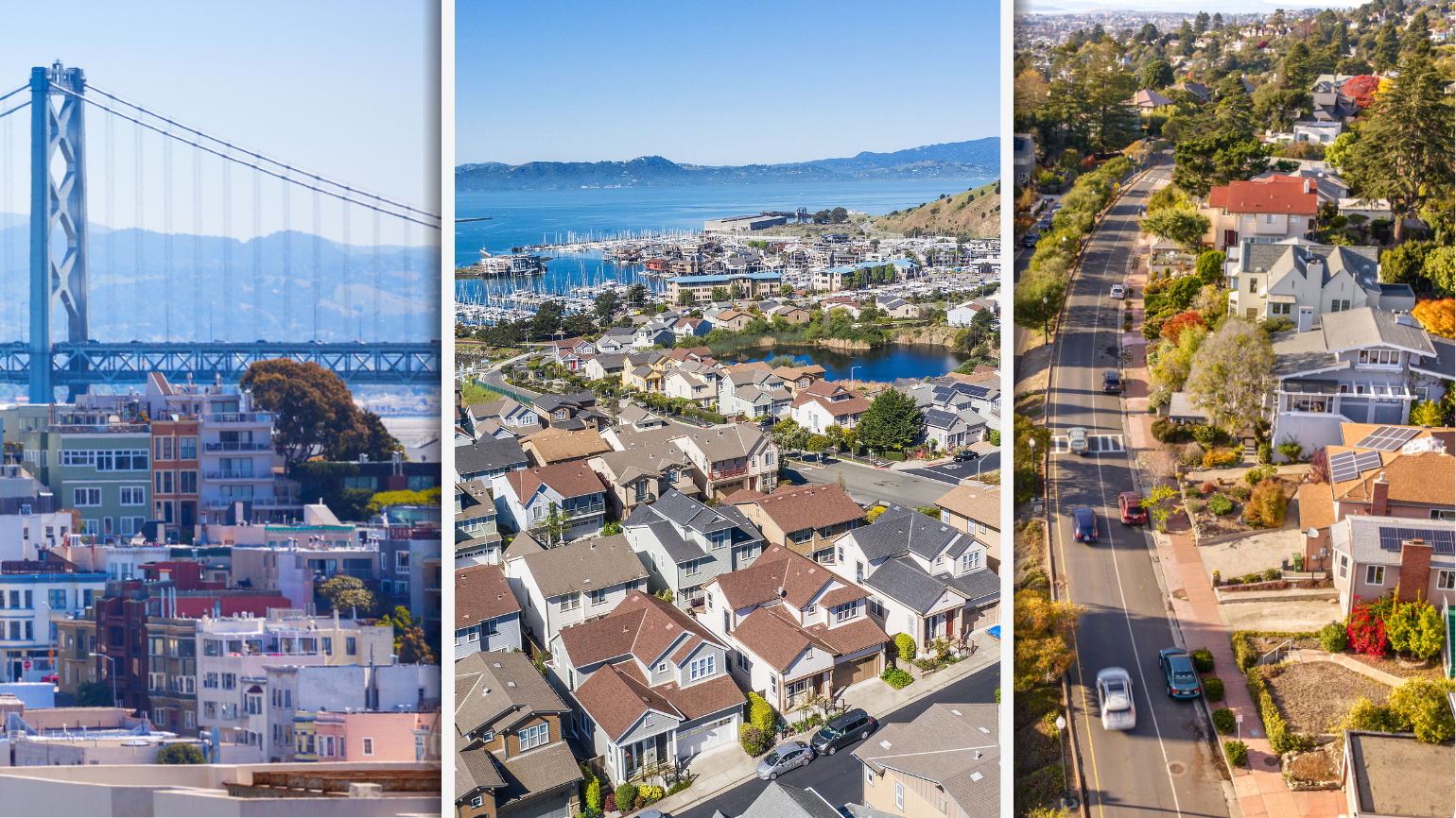 East Bay neighborhood collage in spring with title East Bay Spring Market 2026 and buyer and seller market update text