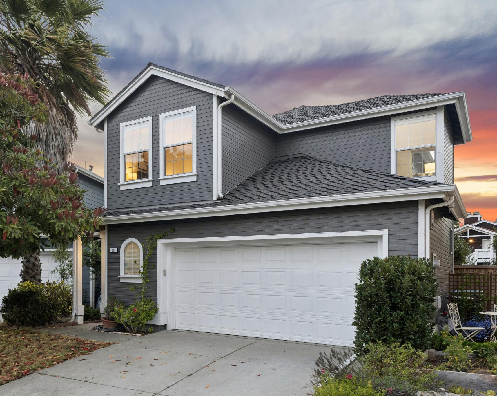 Twilight exterior of 65 Seagull Dr in The Breakers, Richmond Marina Bay