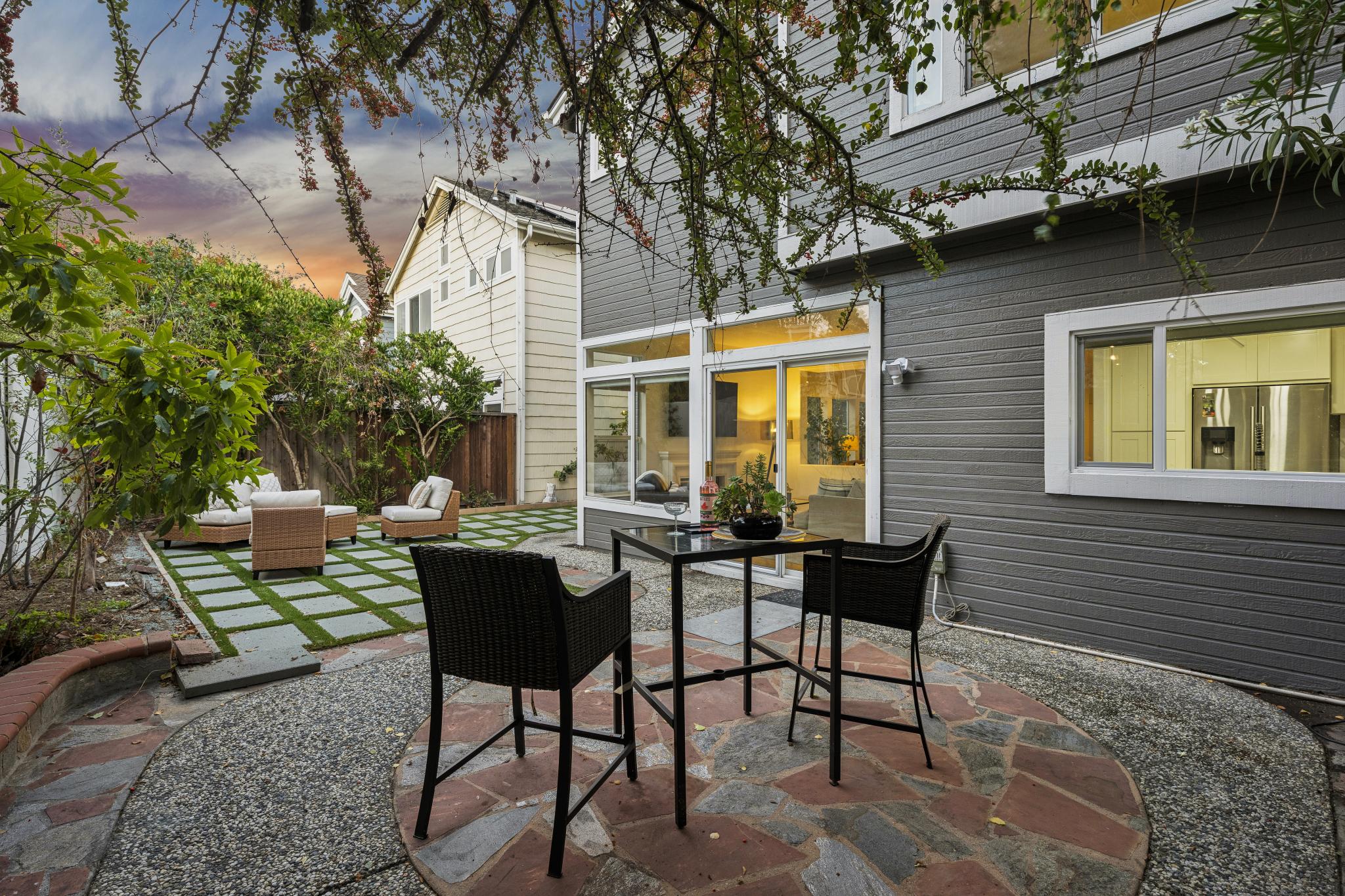 Backyard patio and outdoor seating area at 65 Seagull Dr in Richmond Marina Bay
