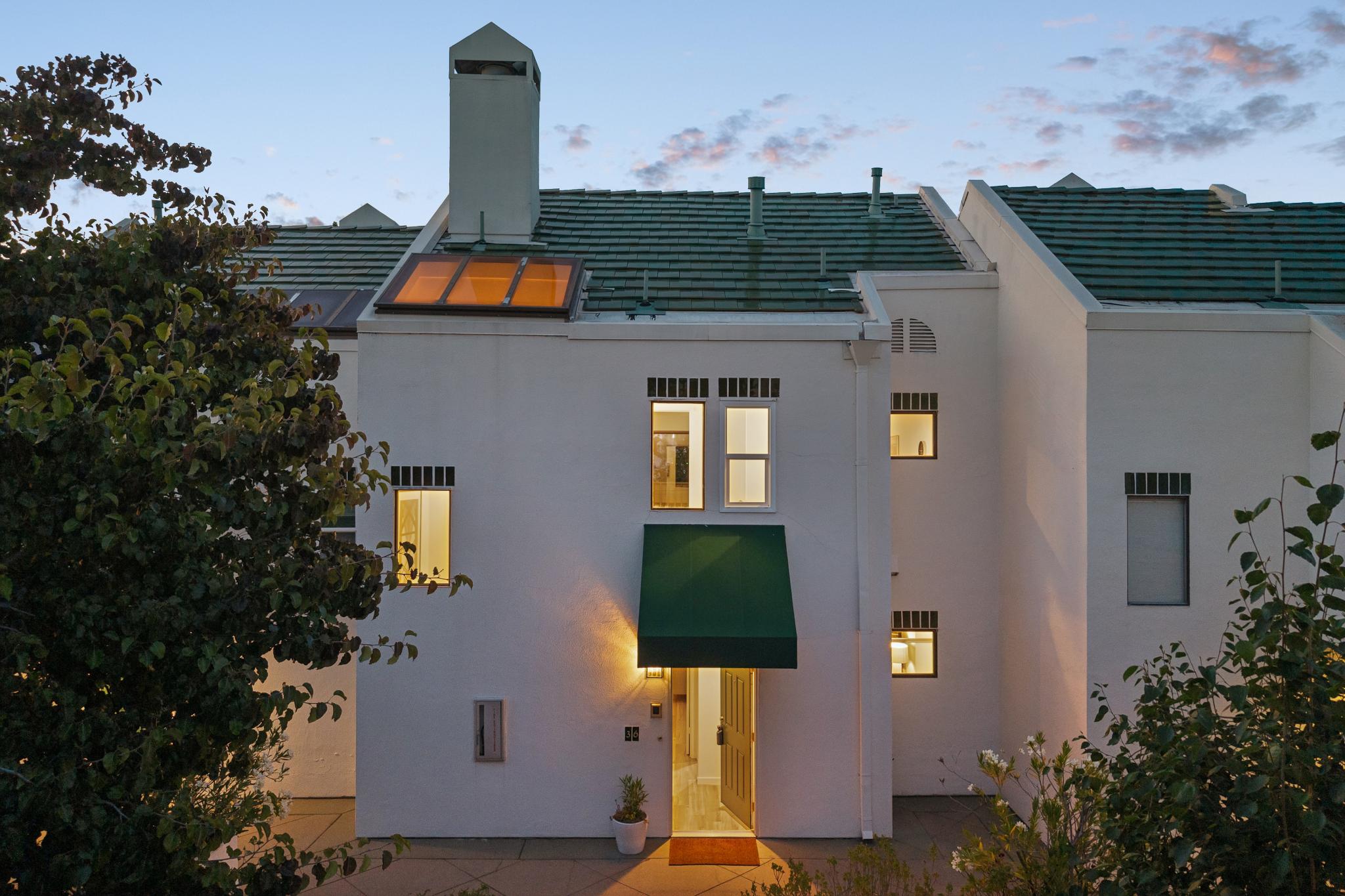 Mediterranean-style exterior entry at 36 Mozden Ln in Pleasant Hill