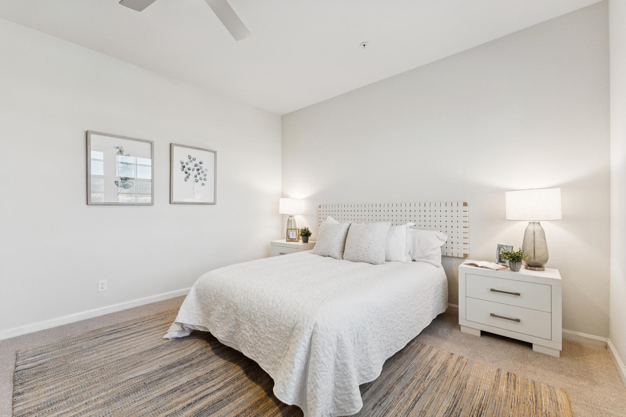 Primary bedroom with carpet and a ceiling fan at Jetty Drive in Marina Bay, Richmond