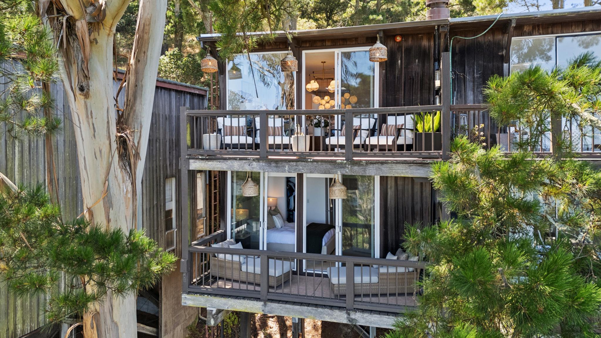 Rear exterior with decks at 103 Marion Ave in Sausalito, CA