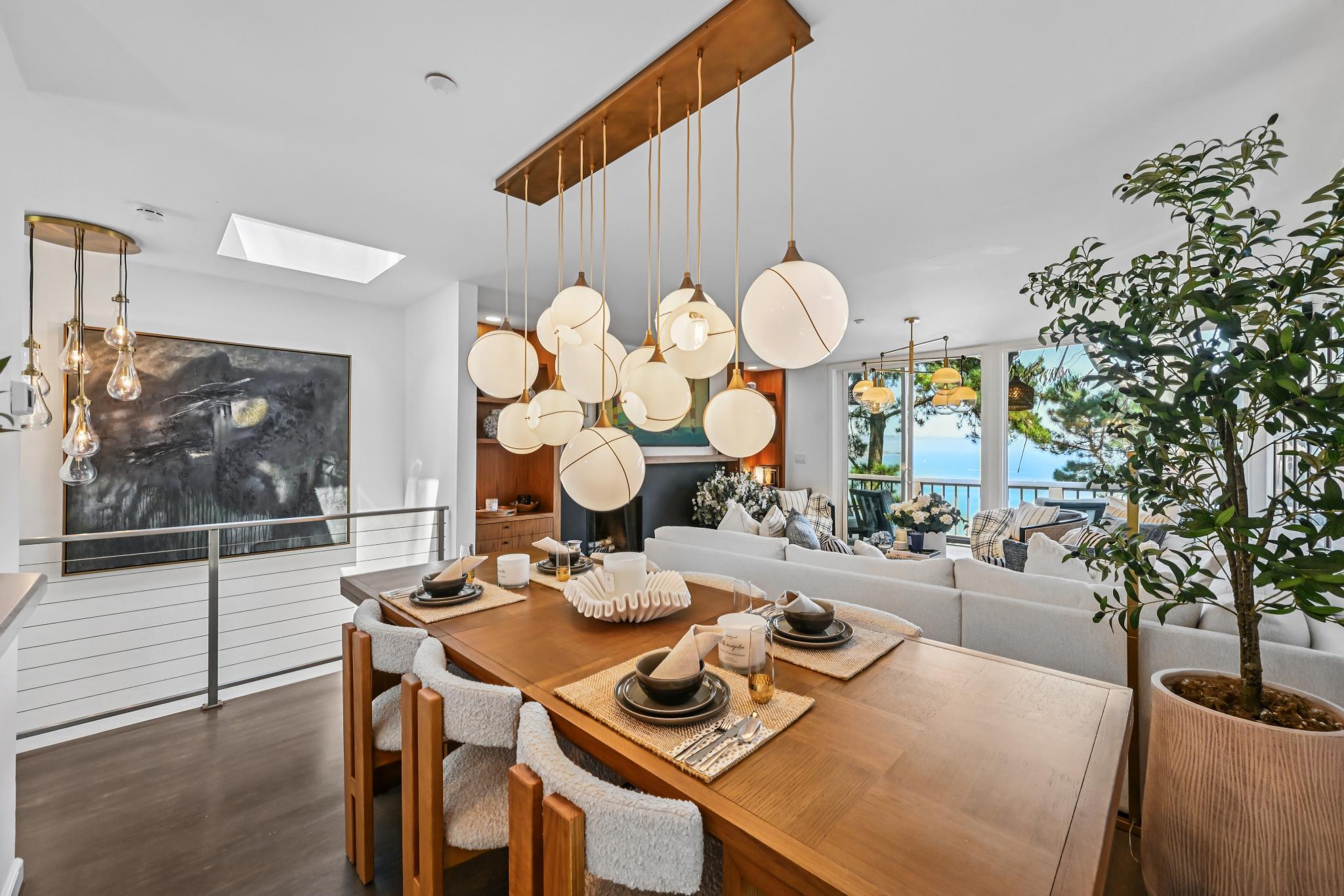 Dining area beside the open living room at 103 Marion Ave in Sausalito, CA