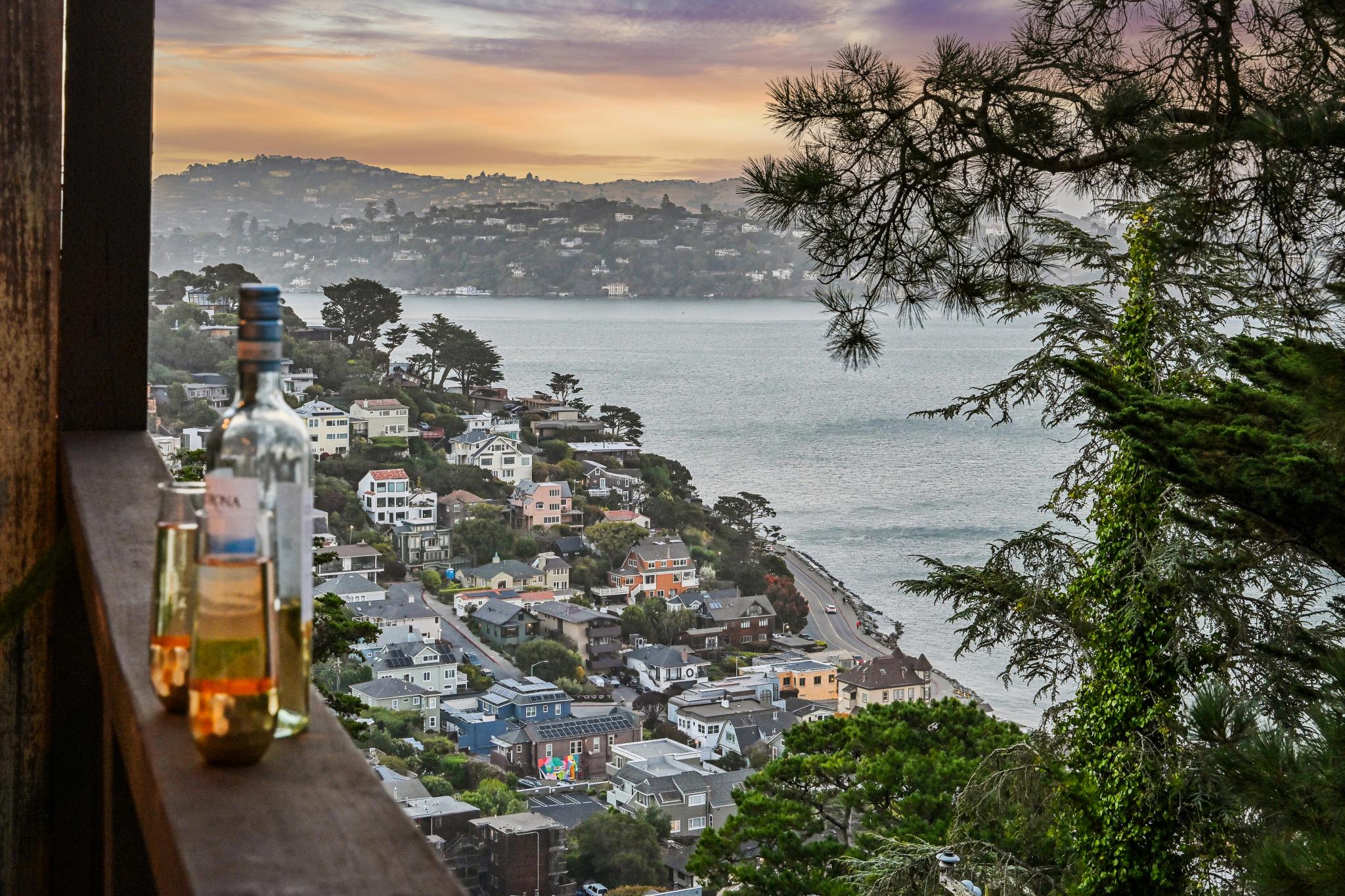 Bay and hillside view from 103 Marion Ave in Sausalito, CA