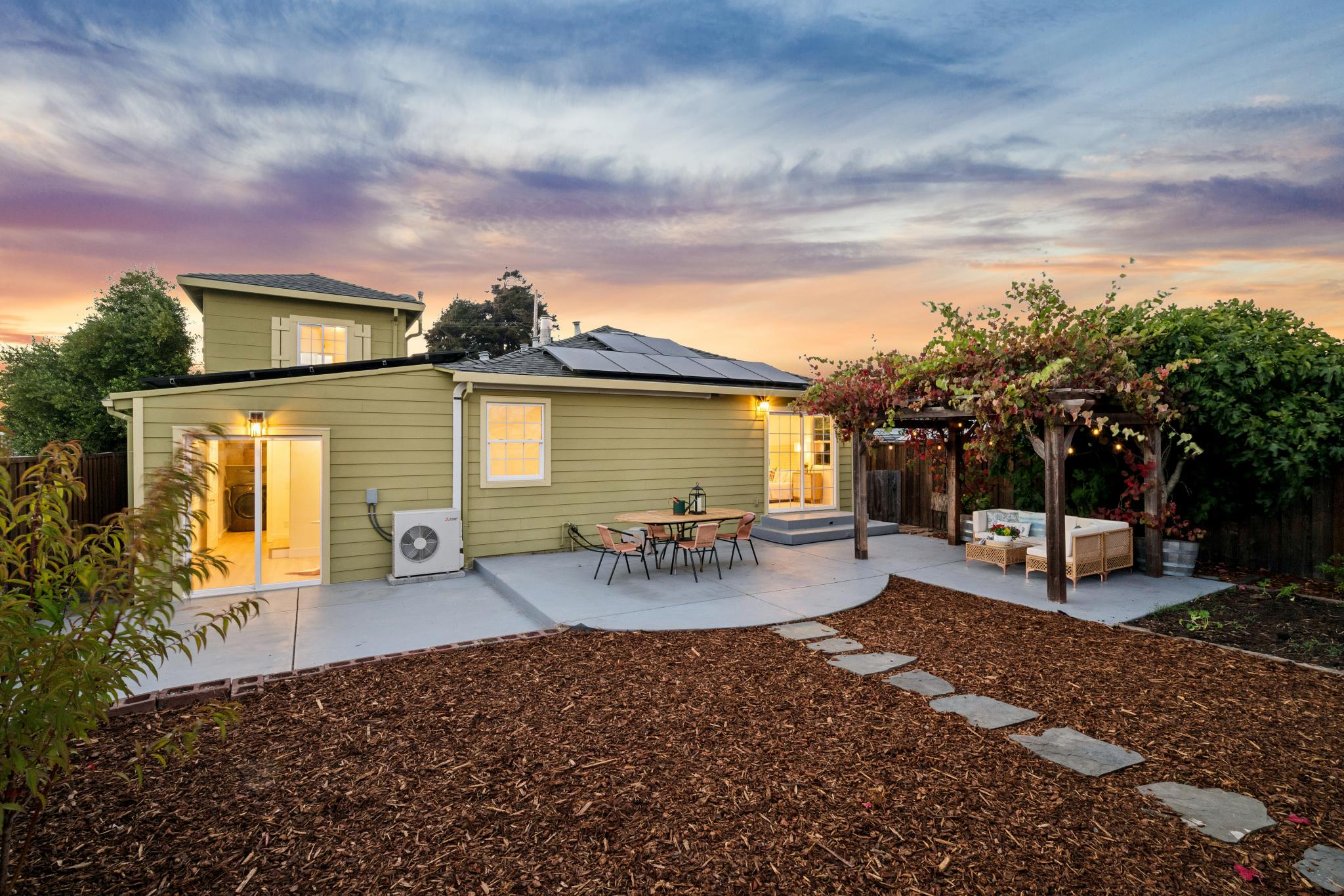 Wide view of the fenced backyard garden at 5104 Tehama Ave in Richmond