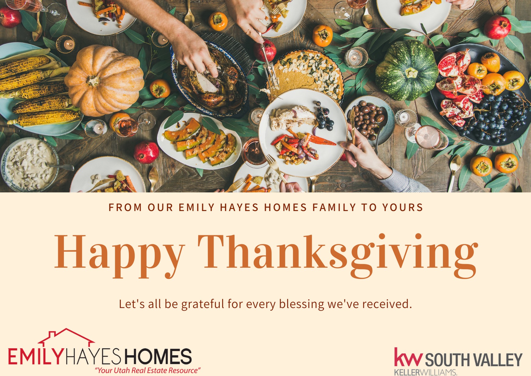 Happy Thanksgiving from the Emily Hayes Homes Team header image.
