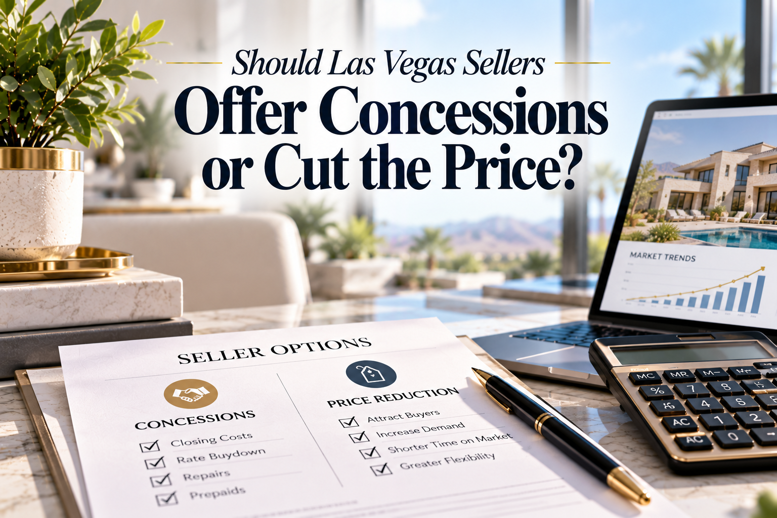 Should Las Vegas Sellers Offer Concessions or Cut the Price? header image.