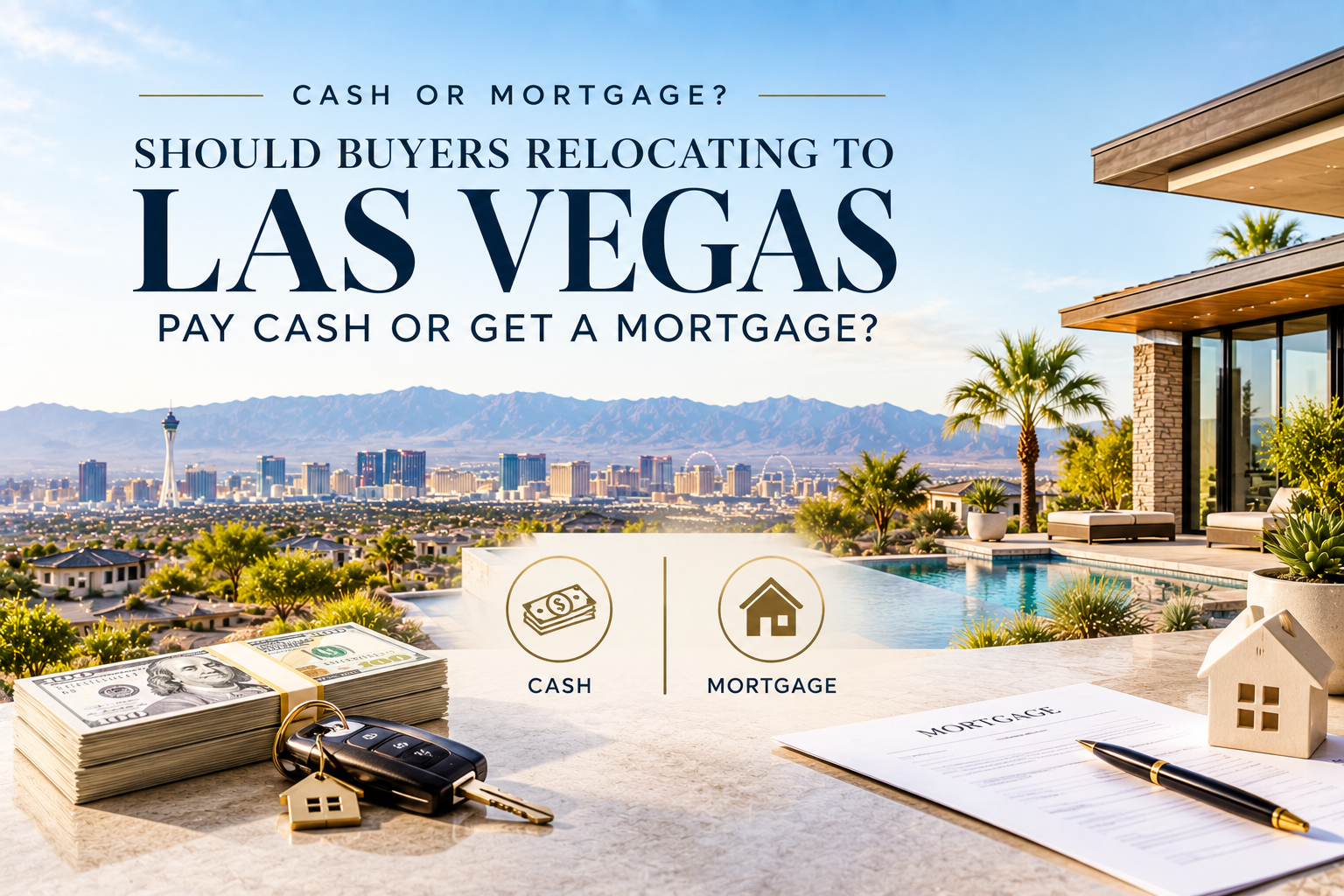 Should Buyers Relocating to Las Vegas Pay Cash or Get a Mortgage? header image.