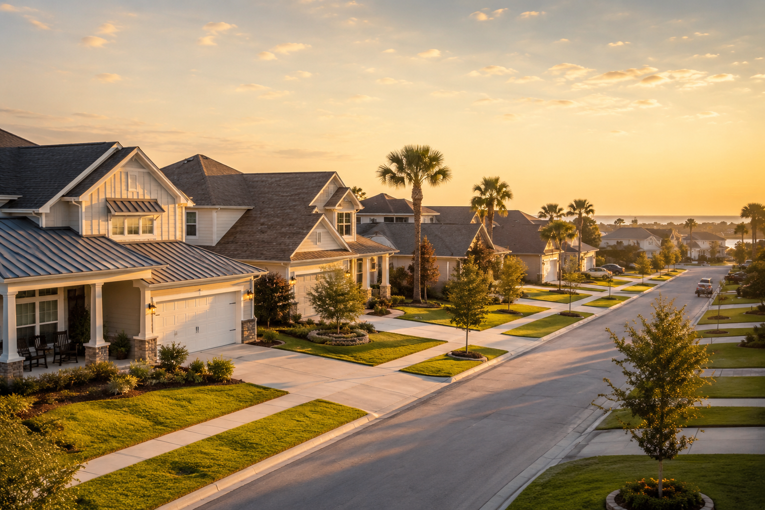 Sunlit residential neighborhood in Galveston County