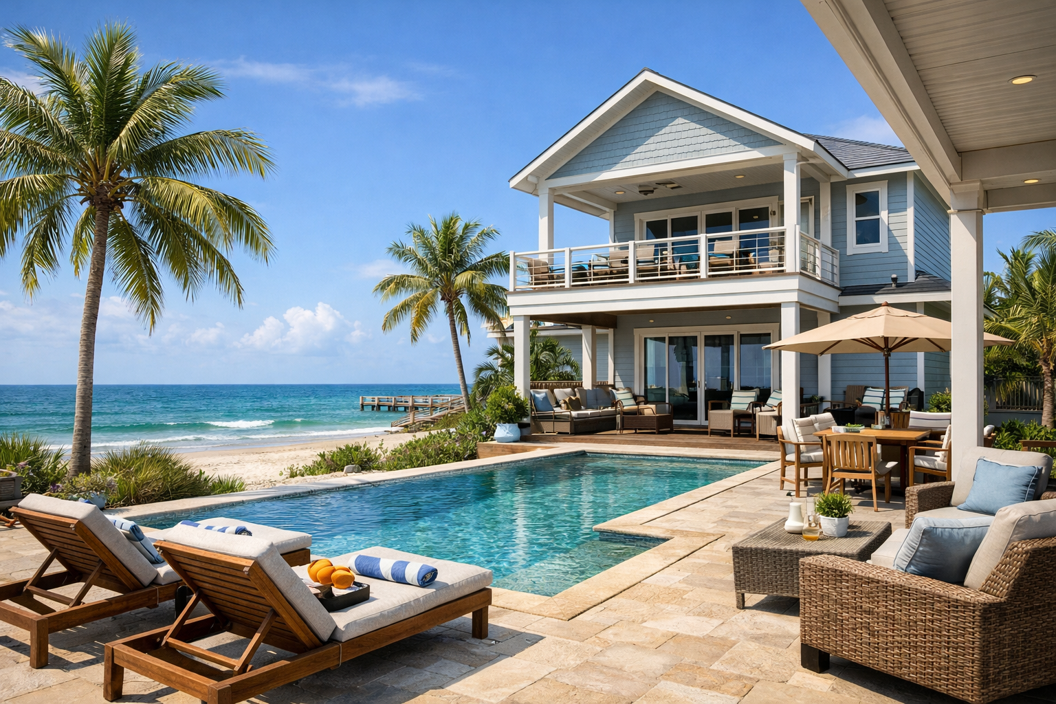 Vacation rental with pool on the beachfront
