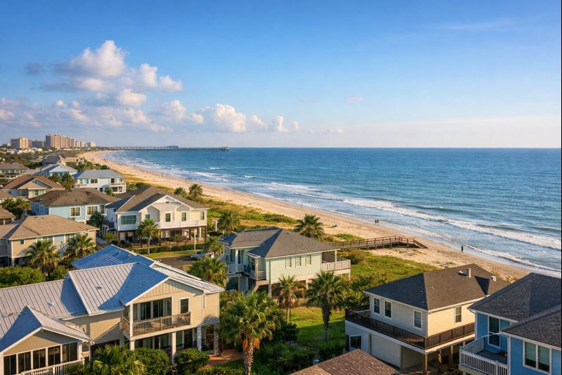 Beachfront homes in a neighborhood