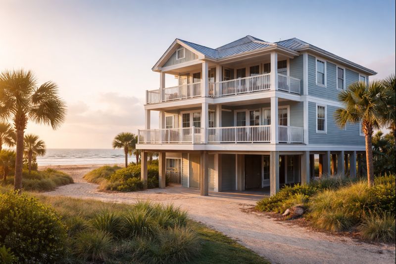 Sunlit beachfront home 