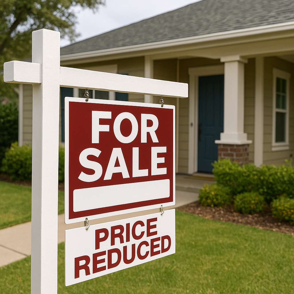 For Sale sign with Price Reduced rider