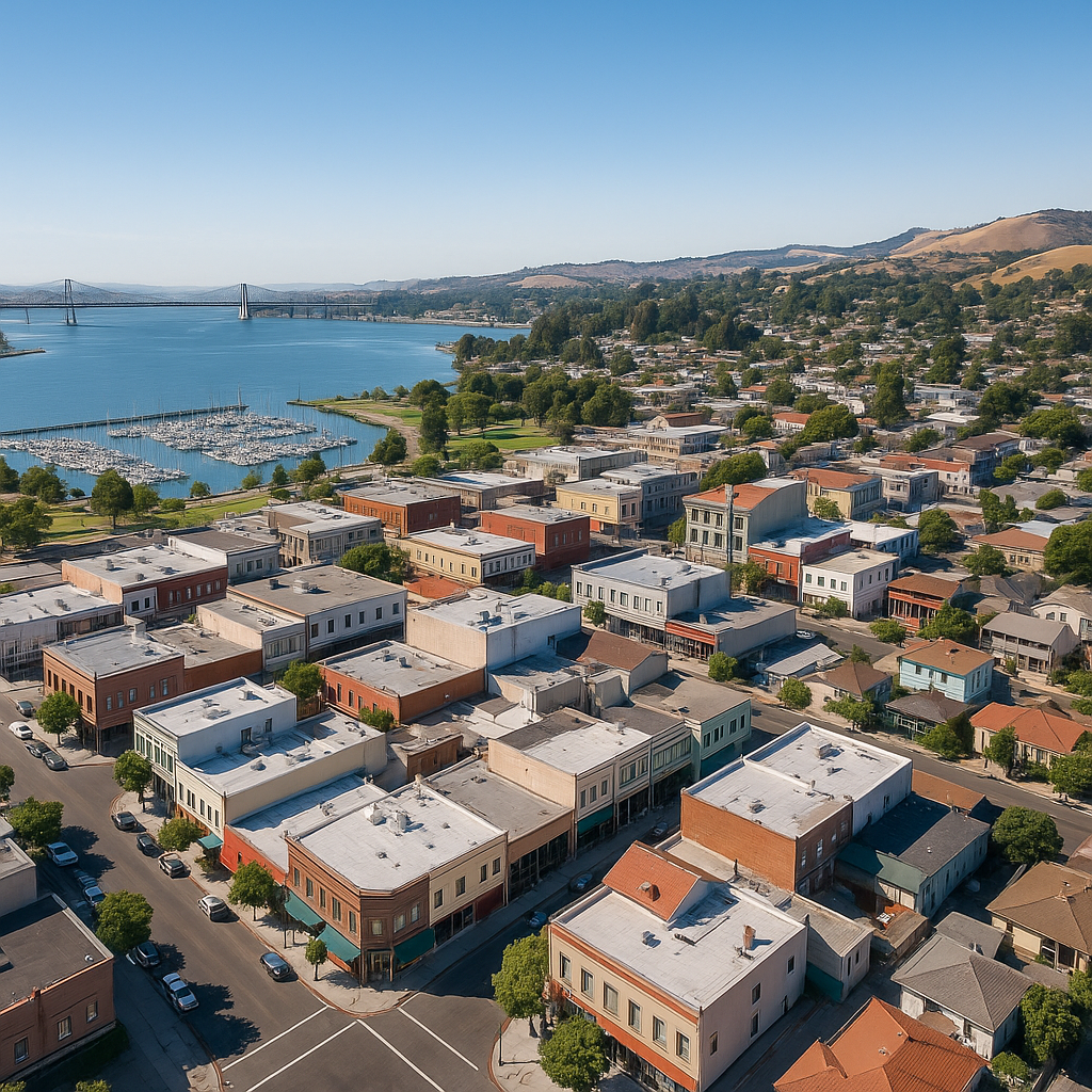 Aerial View of Martinez and the bay