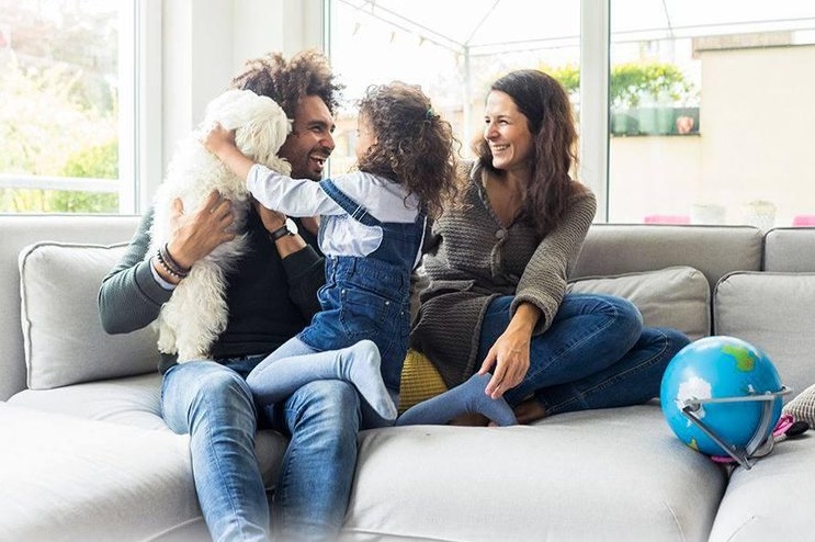 Family enjoying their new home