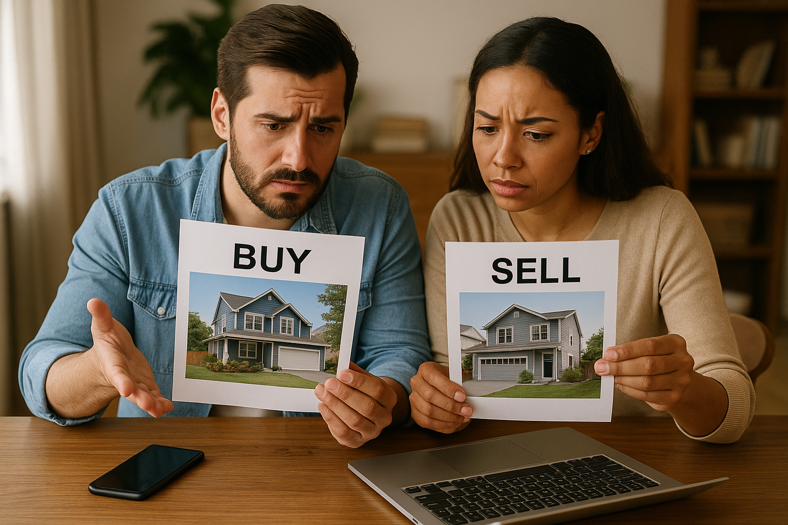 Couple looking at Buy and Sell home guides