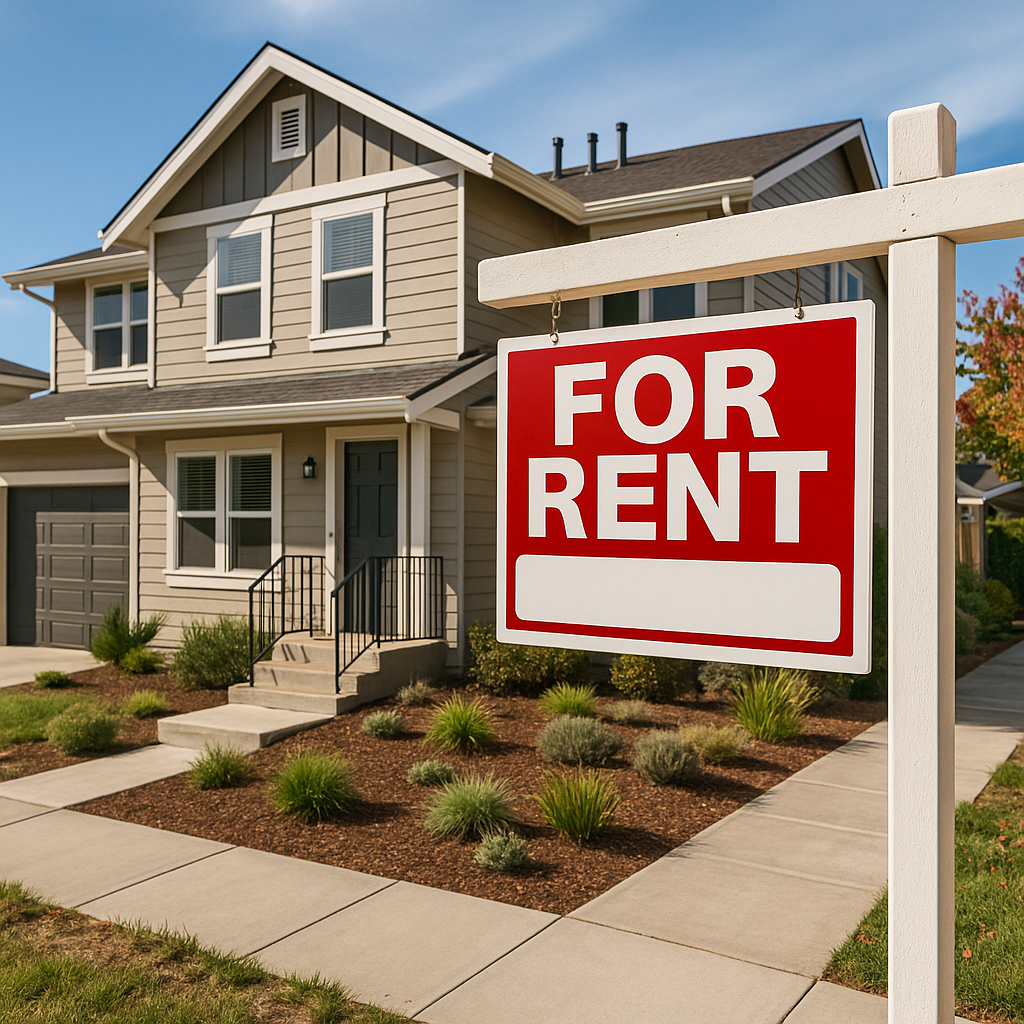 “For Rent” sign in front of an East Bay duplex