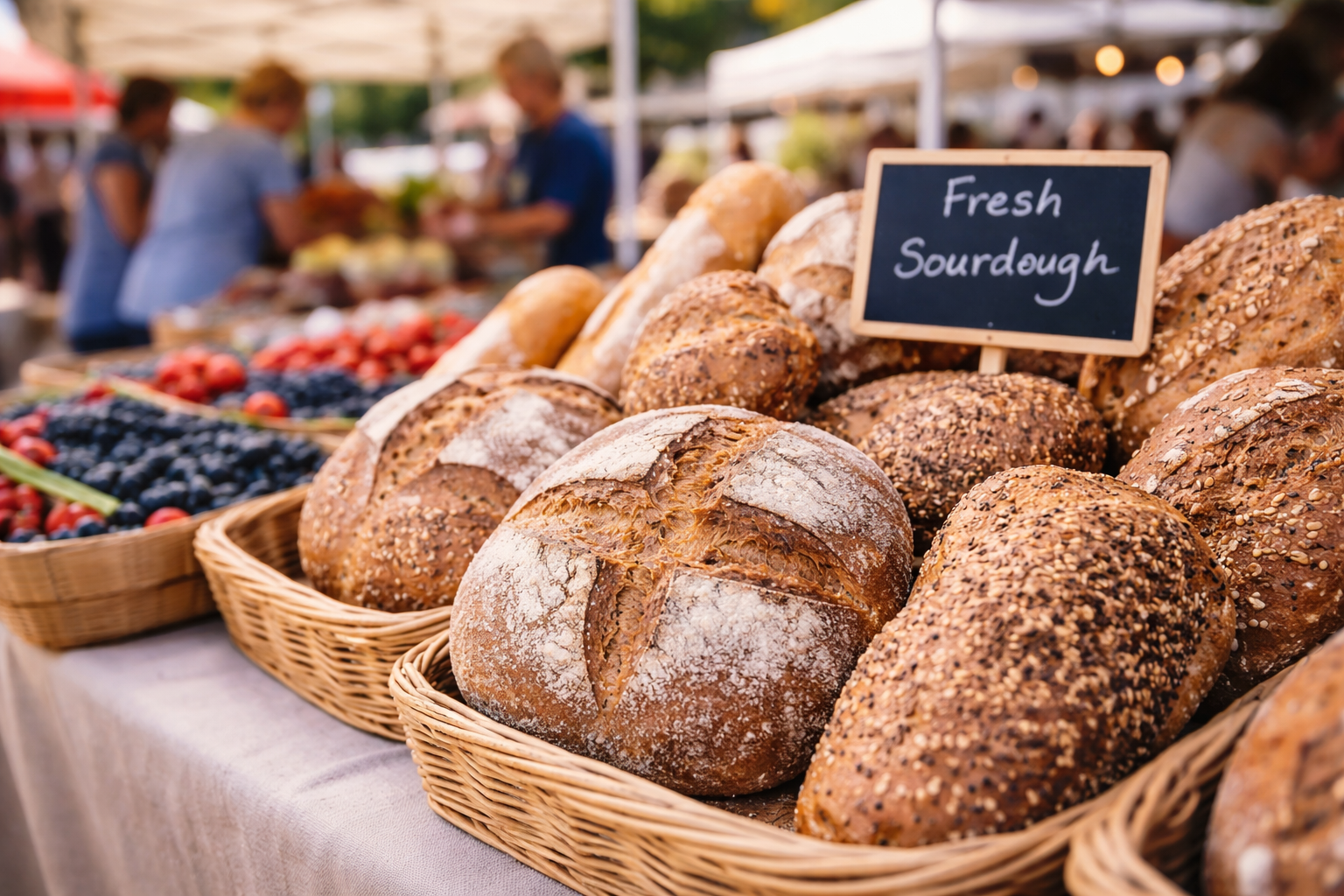 Image of Close-up of artisan bread or fresh berries