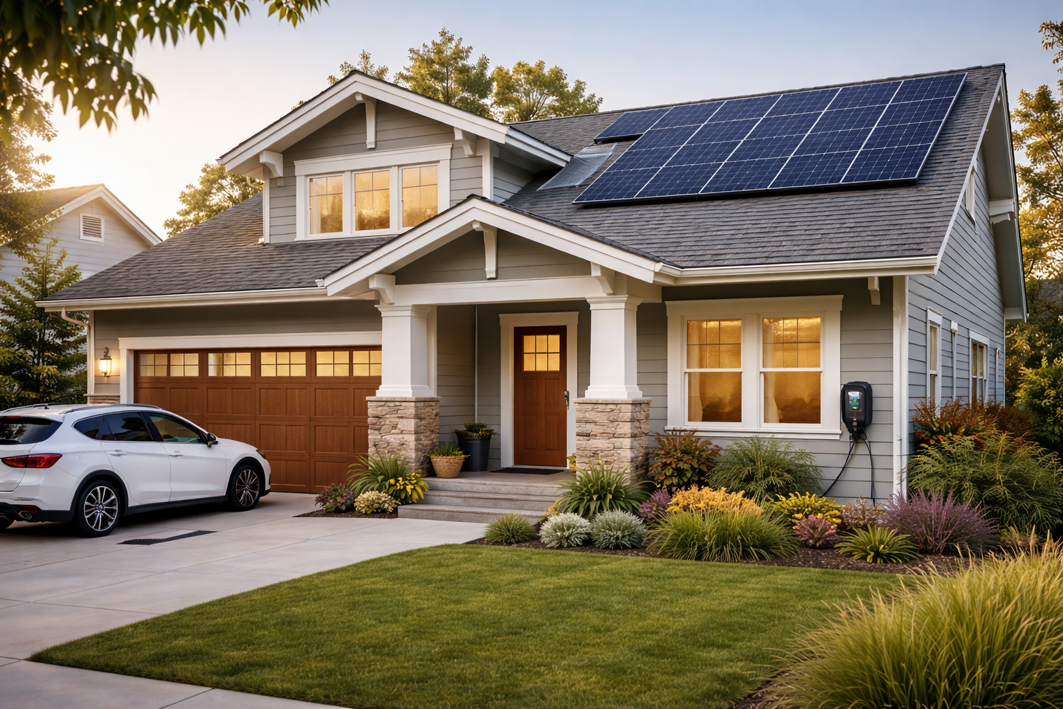 Image of Modern East Bay home with solar panels or EV charger
