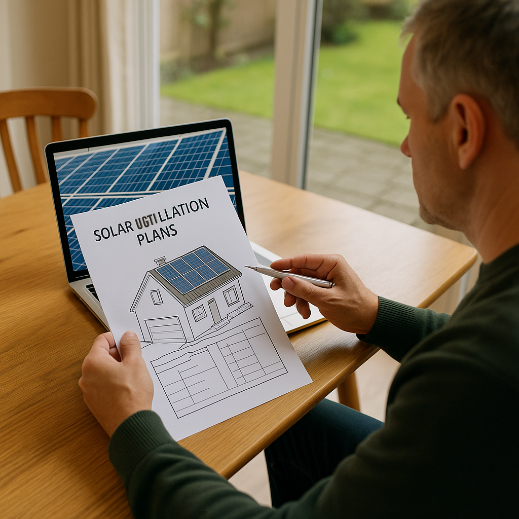 Image of Homeowner reviewing solar plans