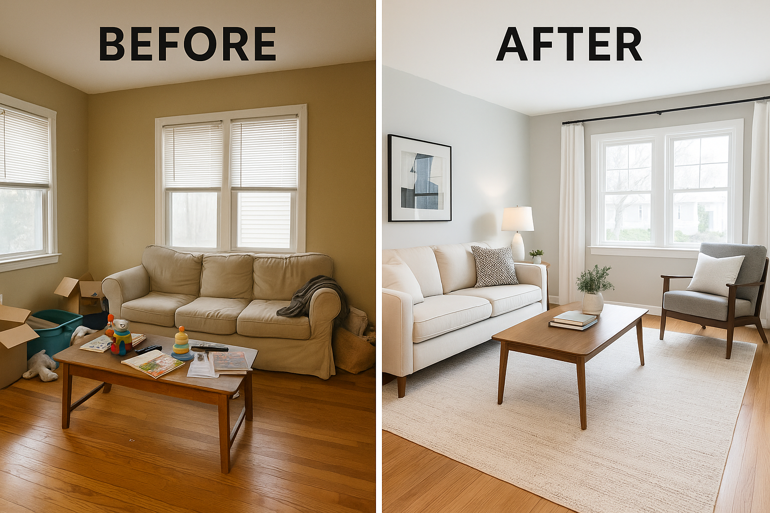 Image of Before and After of home for selling
