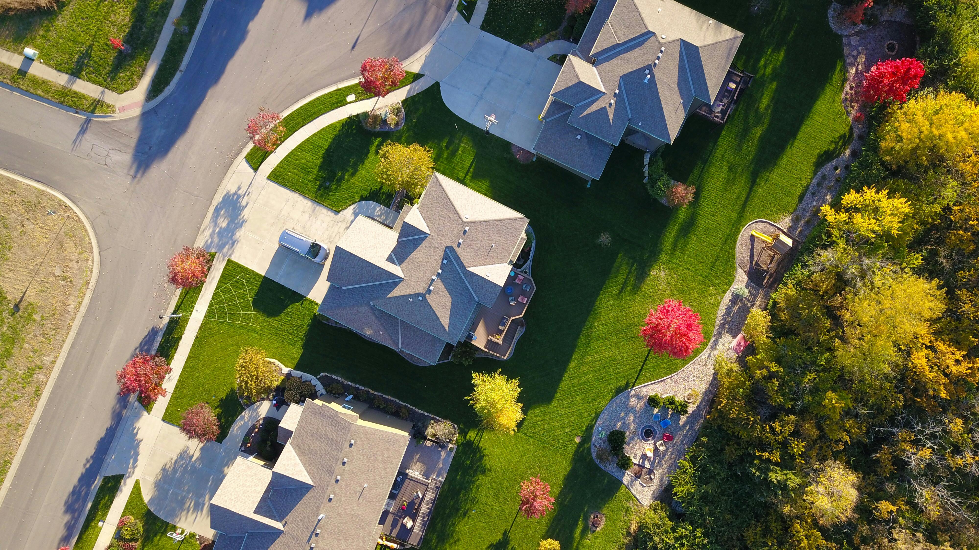Aerial view of homes in a neighborhood