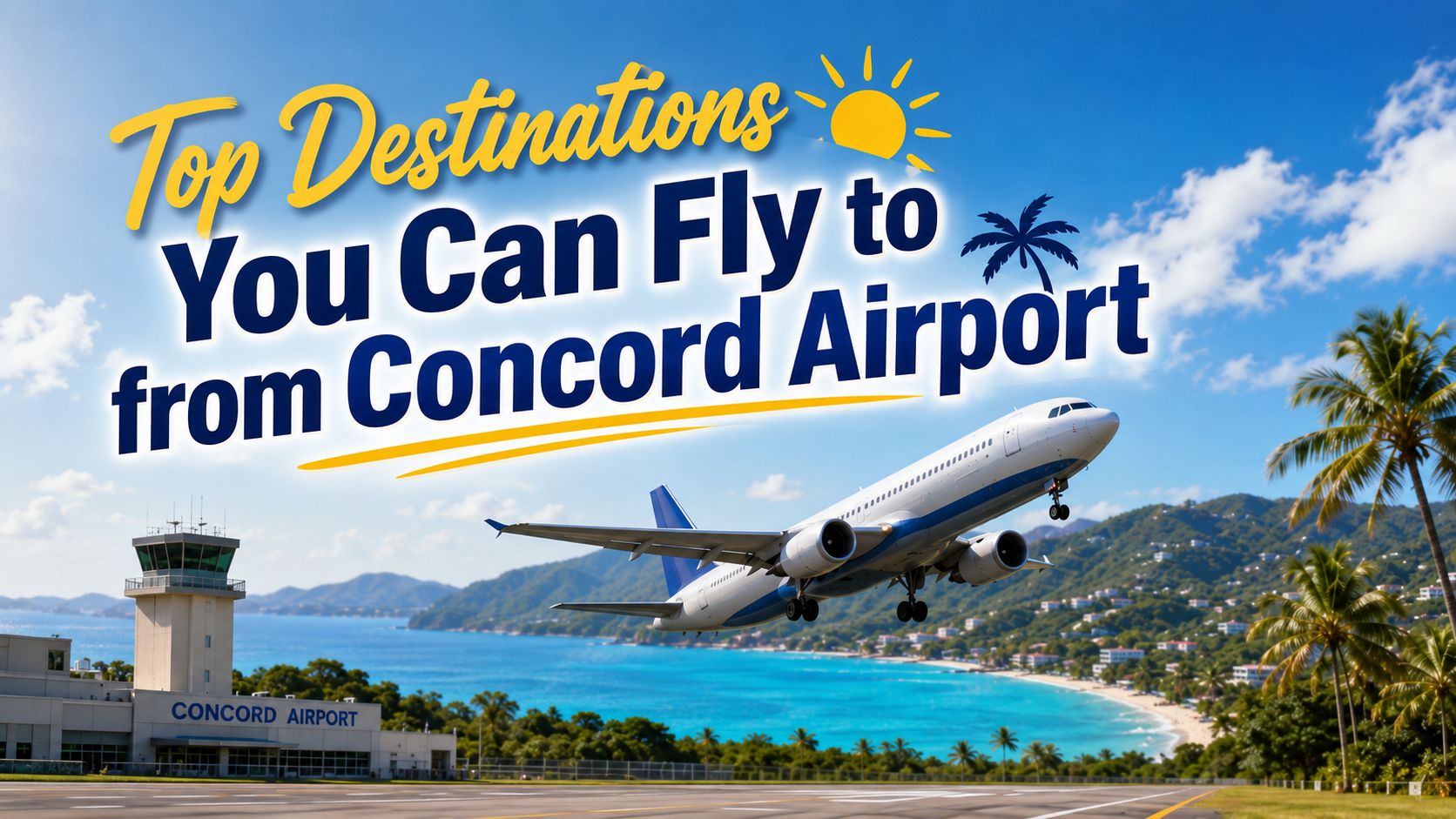 Top Destinations You Can Fly to from Concord Airport header image.