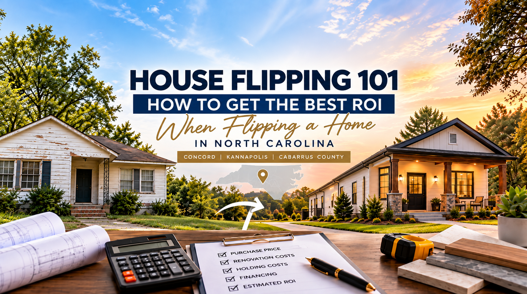 House Flipping 101: How to Get the Best ROI When Flipping a Home in North Carolina header image.