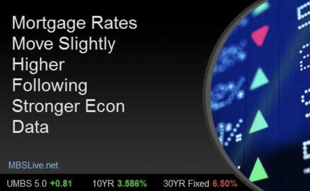 Mortgage Rates Move Slightly Higher Following Stronger Econ Data header image.