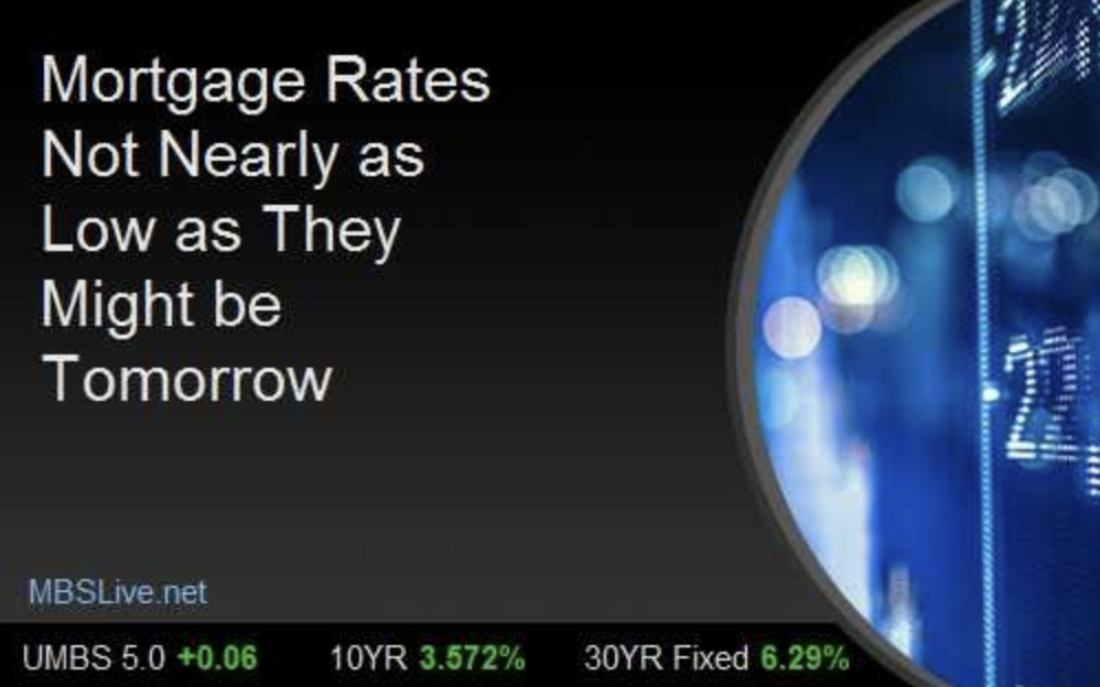 Mortgage Rates Not Nearly as Low as They Might be Tomorrow header image.