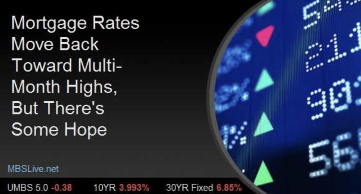 Mortgage Rates Move Back Toward Multi-Month Highs, But There's Some Hope header image.