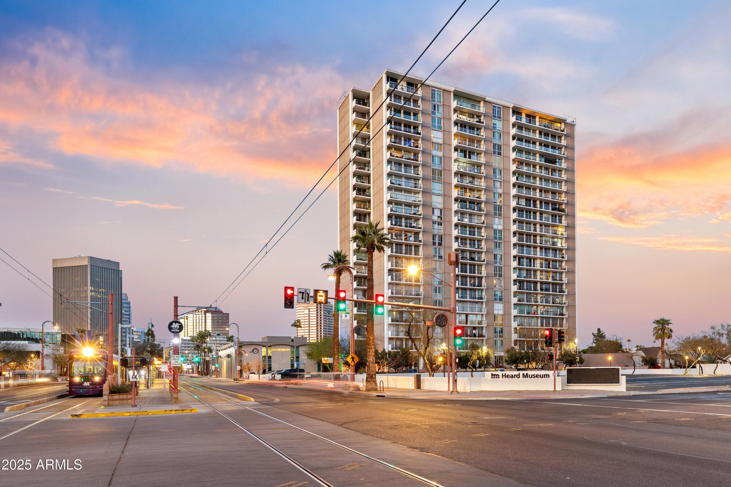 The Light rail near downtown phoenix.