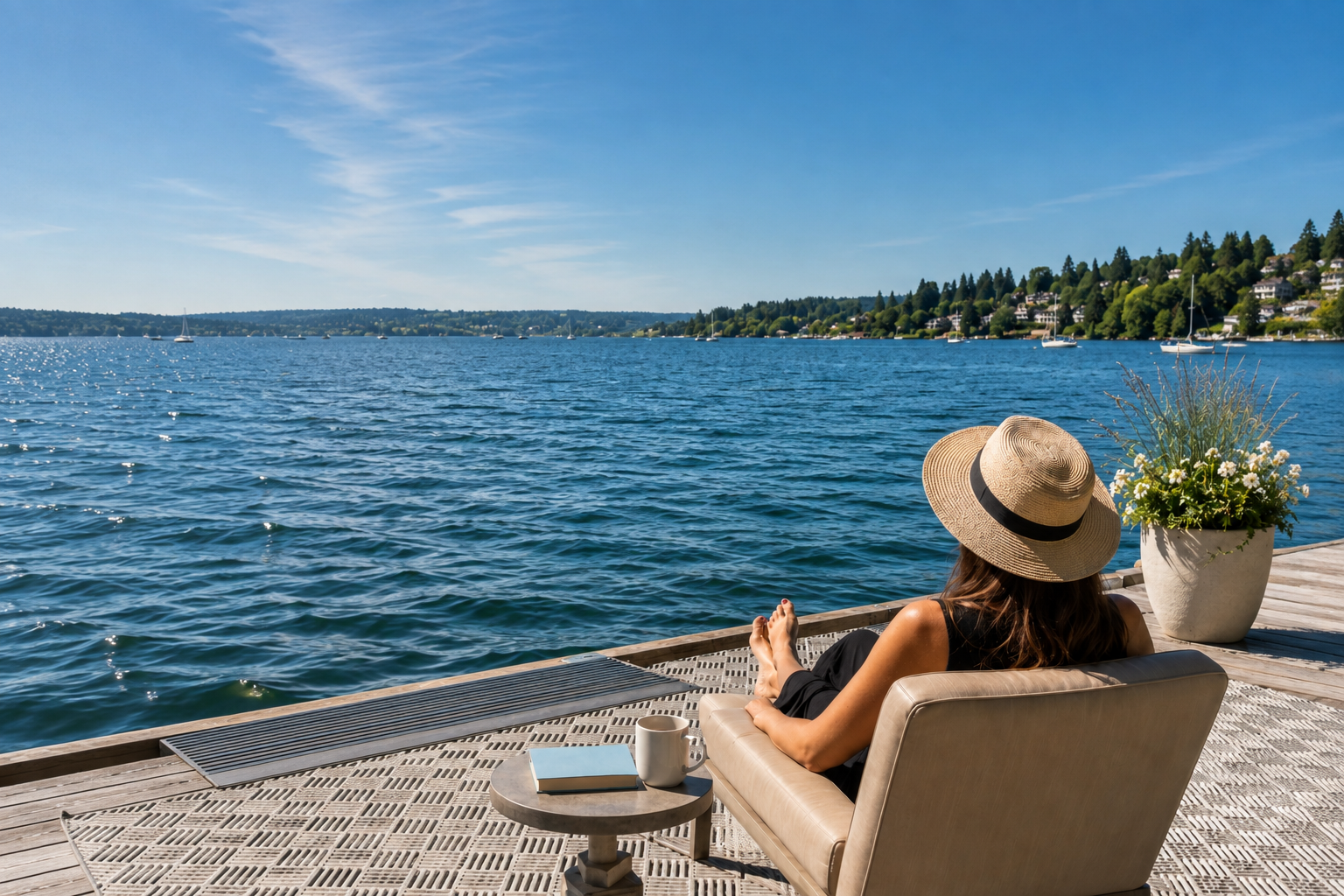 Everyday living with the option to unwind by the water, thanks to direct dock access from the building.