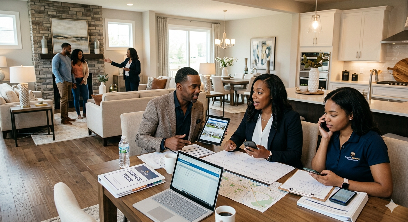 Real estate team coordinating multiple home showings during a busy listing weekend.