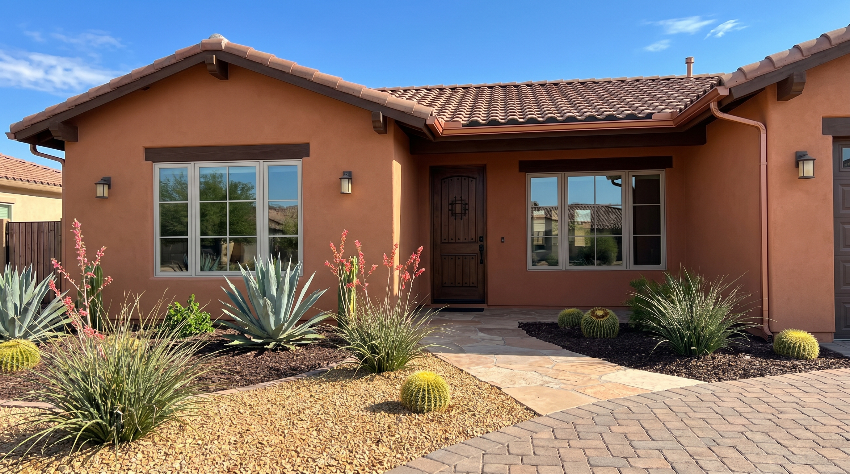 Phoenix home exterior with desert landscaping and fresh paint, prepared for sale with visible curb appeal improvements