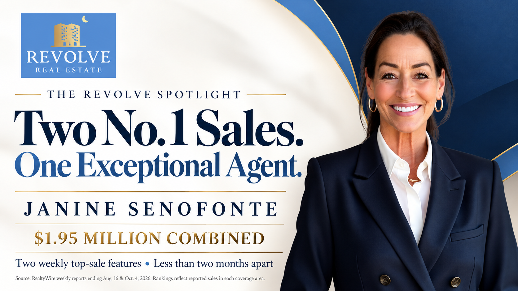 Two features. Two No. 1 weekly sales. A national spotlight on Janine Senofronte header image.