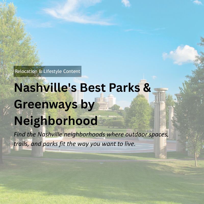 Nashville's Best Parks & Greenways by Neighborhood header image.