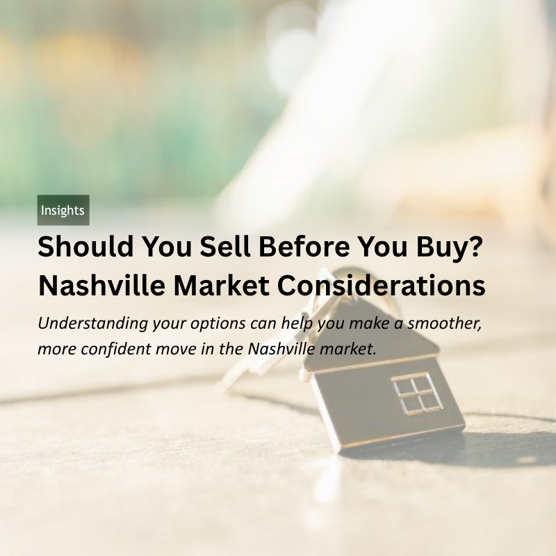 Should You Sell Before You Buy? Nashville Market Considerations header image.