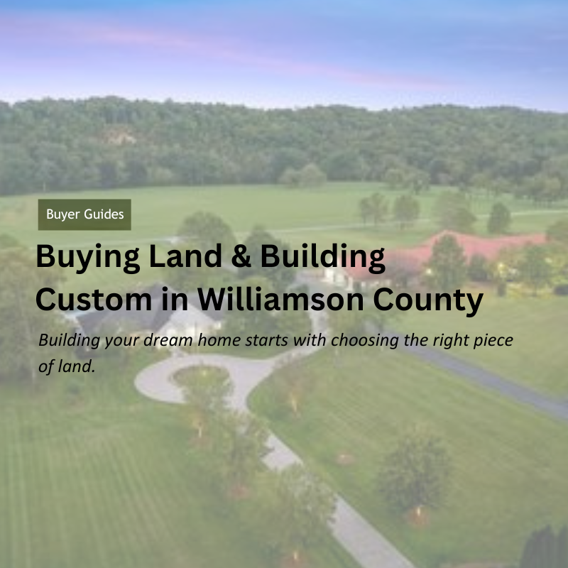 Buying Land & Building Custom in Williamson County header image.