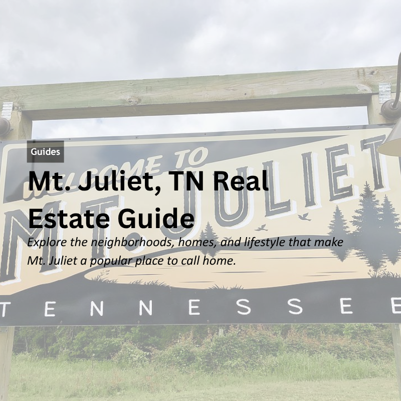 Mt. Juliet, TN Real Estate Guide header image.