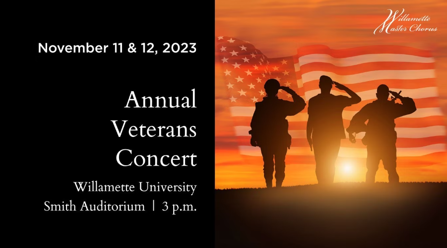 Exploring Salem Oregon: Willamette Master Chorus Veterans Concert header image.