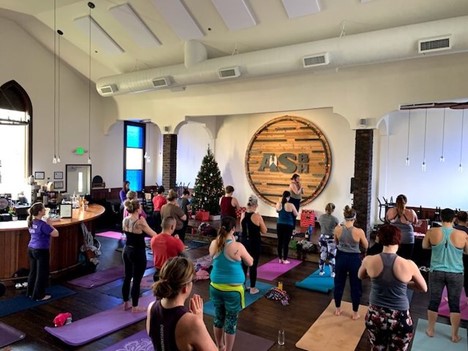 Exploring Salem Oregon: Yoga & Beer at Angel’s Share Barrel House header image.