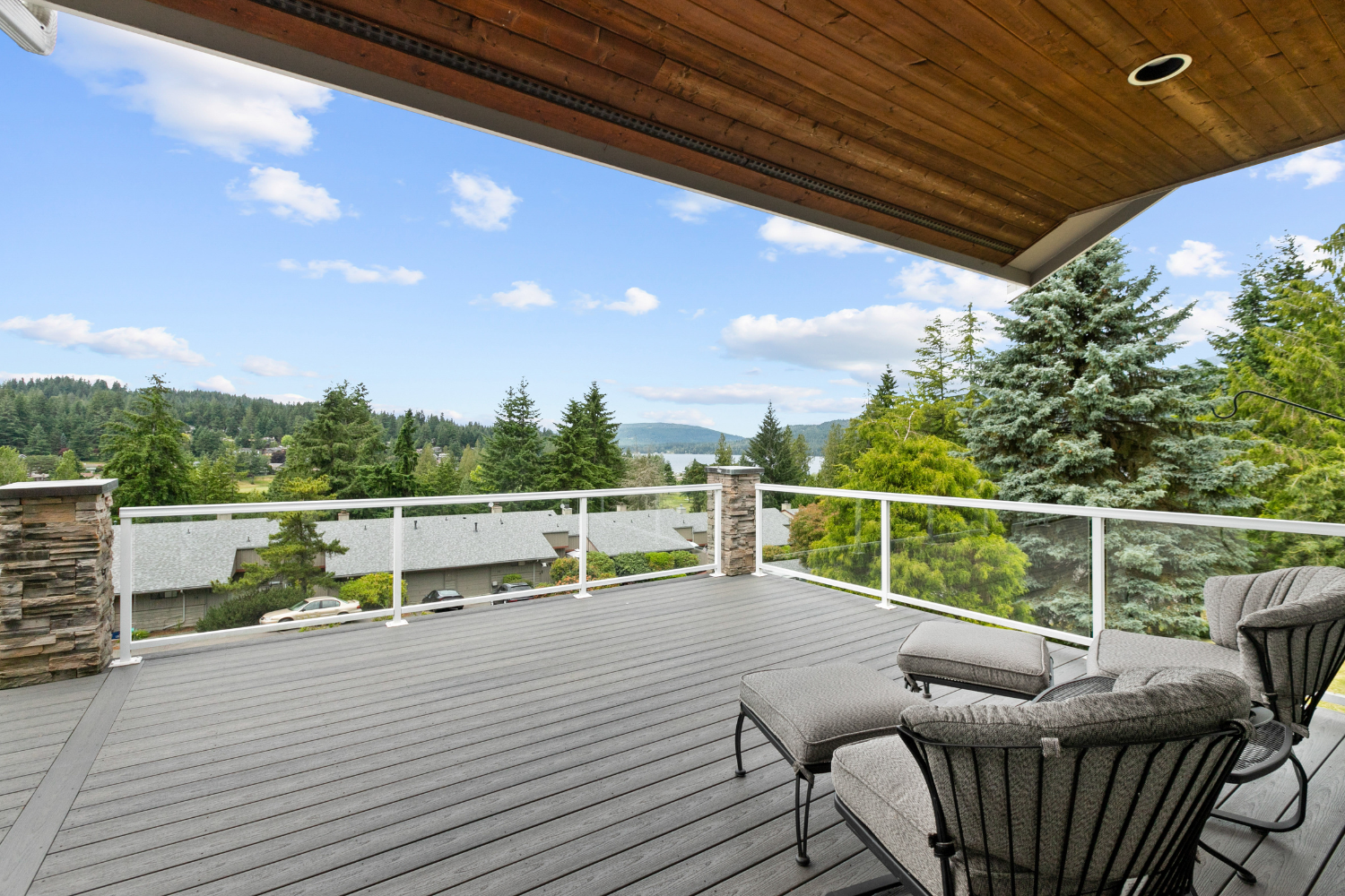 A beautiful view of Lake Whatcom from a lovely top floor deck
