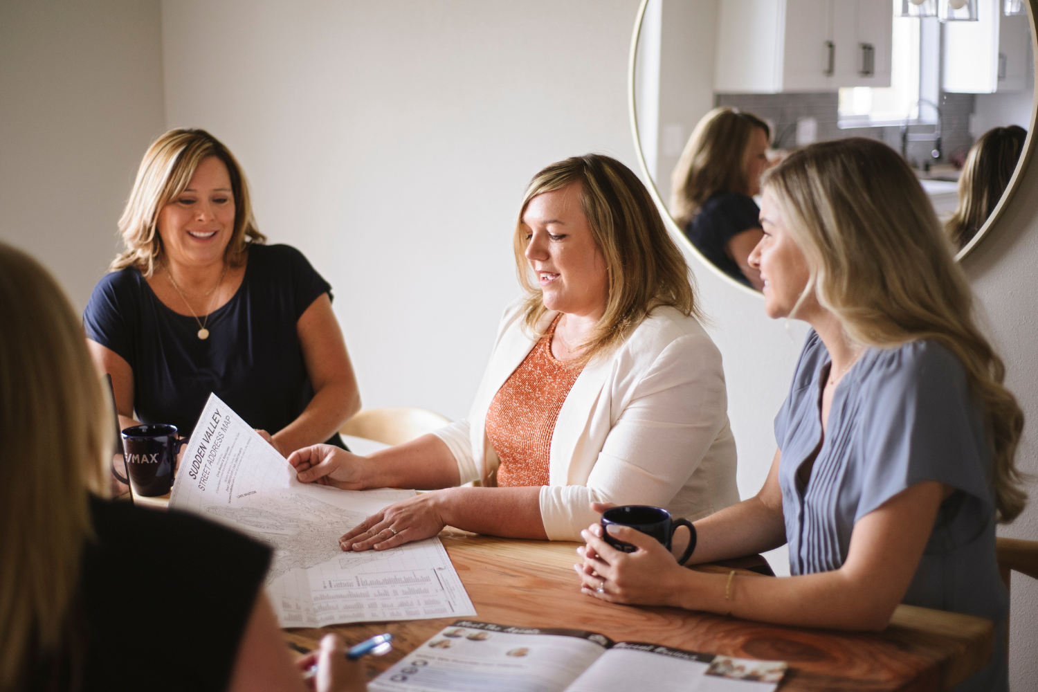 3 Realtors reading a map of Sudden Valley, WA