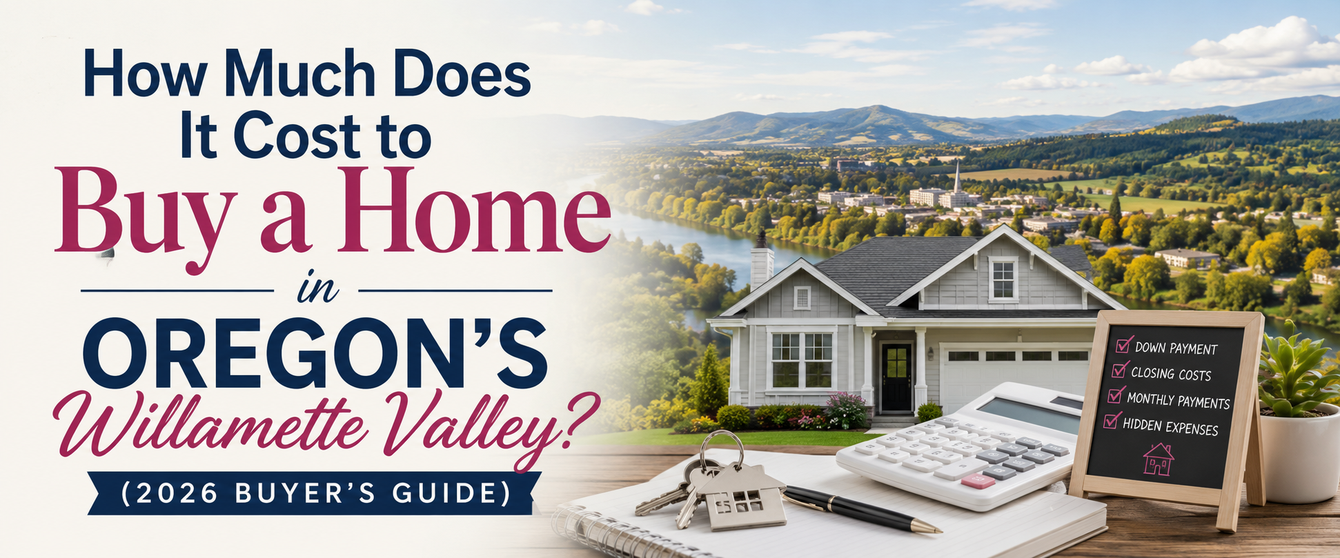 Happy homebuyers receiving the keys to their new home in Oregon's Willamette Valley after completing the home buying process.