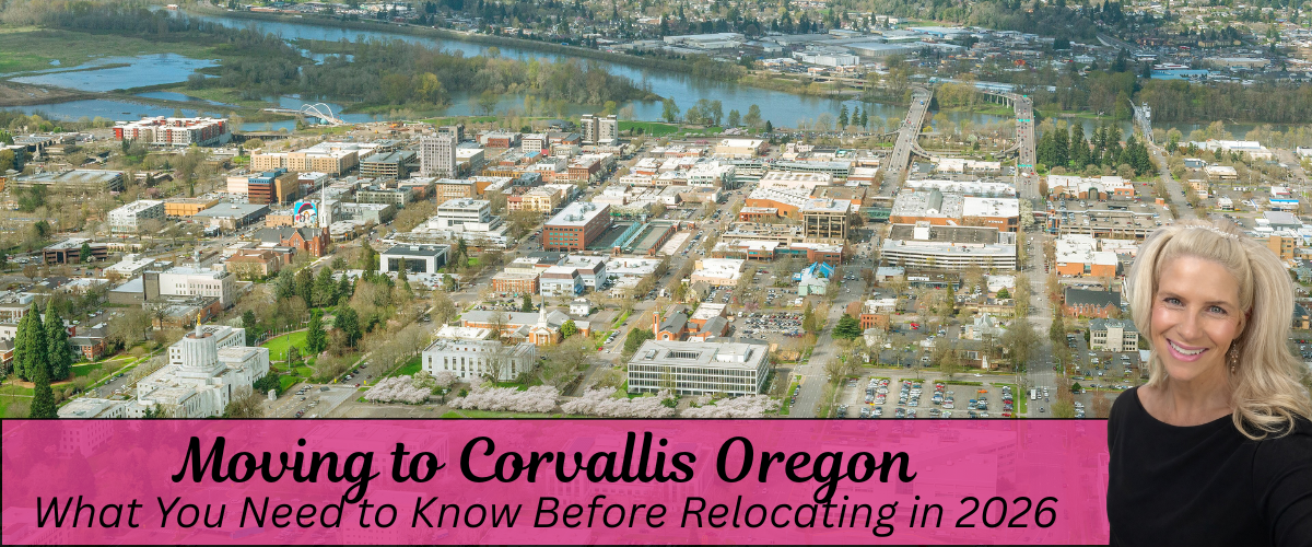 Aerial view of Salem, Oregon showcasing downtown, residential neighborhoods, and the surrounding Willamette Valley.