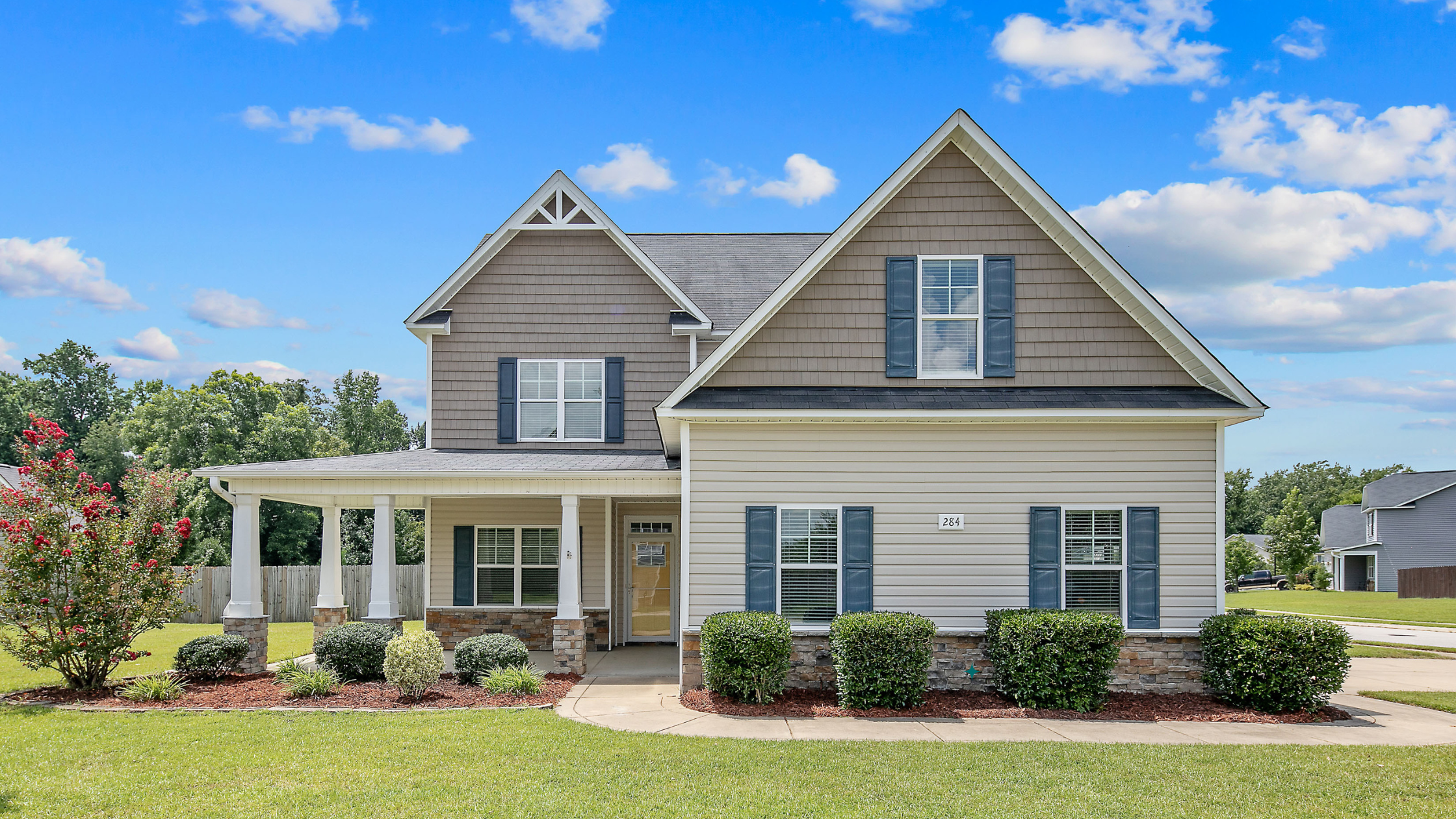Fayetteville NC home exterior with clean curb appeal and well-kept landscaping