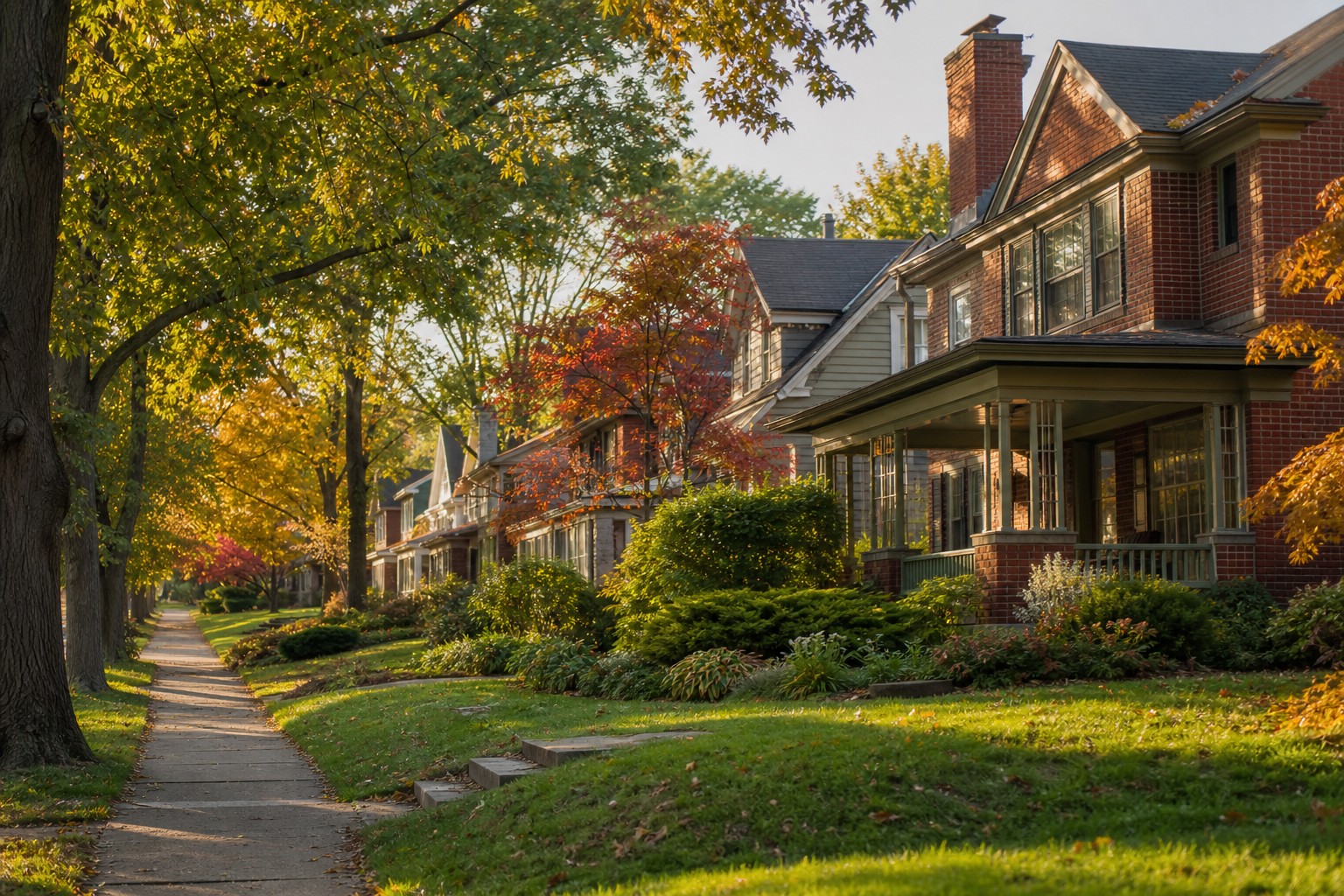 Ann Arbor neighborhood street in late summer