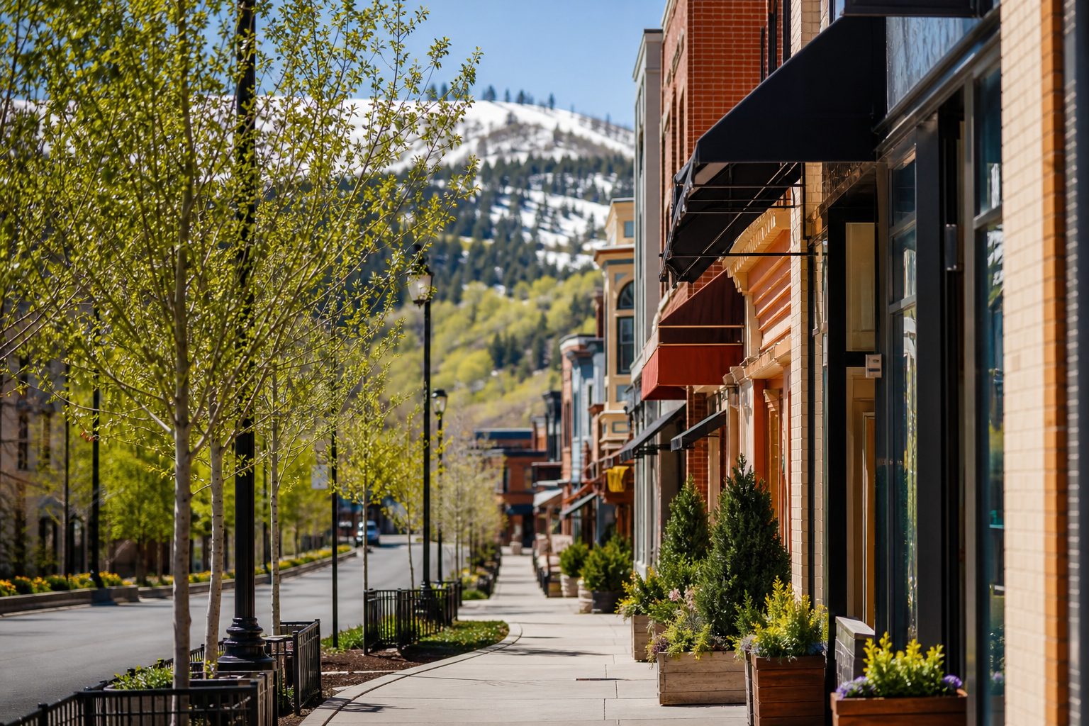 Shopfronts along Main Street in Park City, Utah